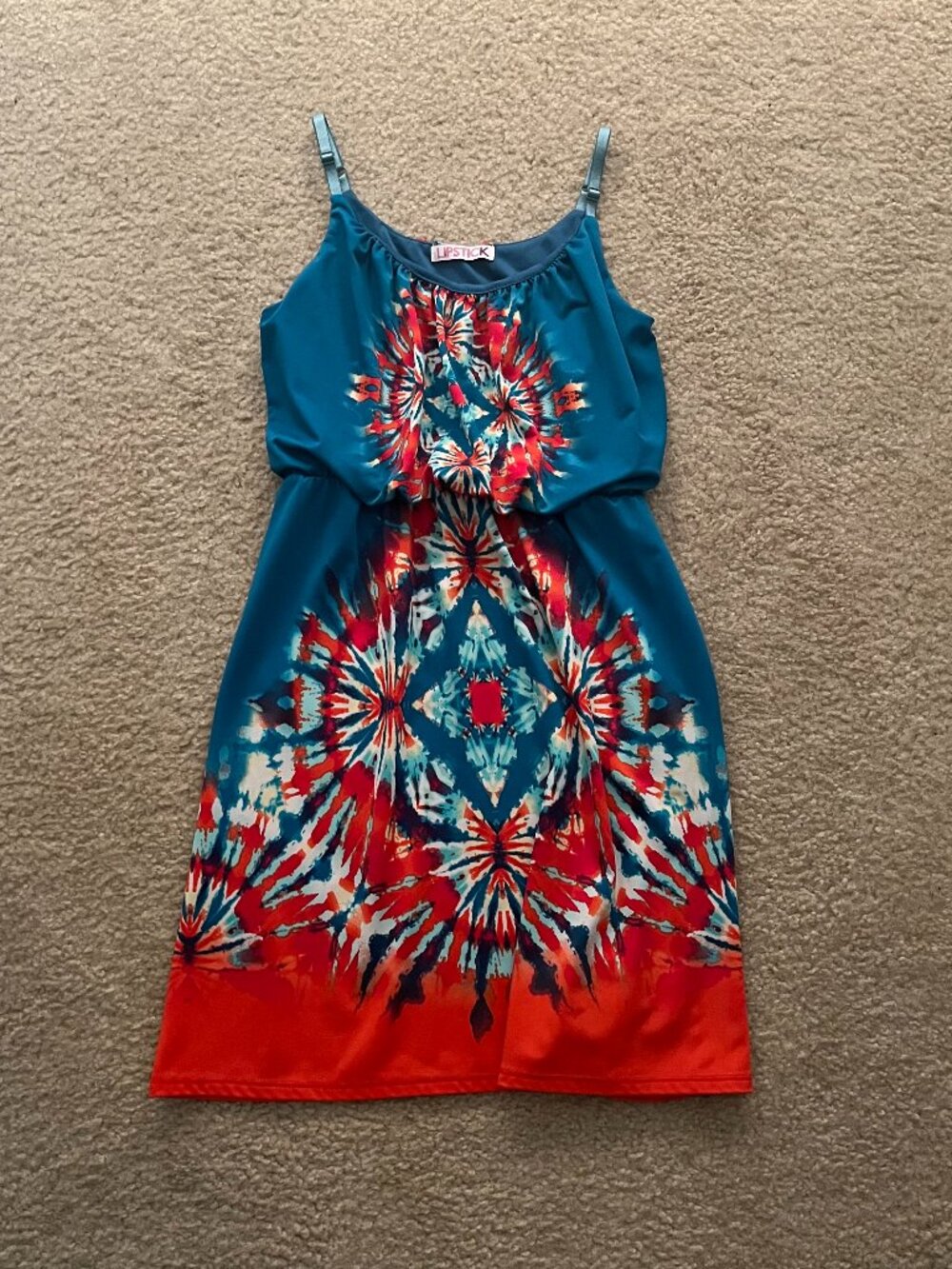Lipstick Spaghetti Stap Sundress • Size Small • Teal